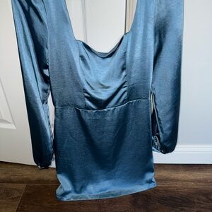Lulu's Blue Satin Mini Dress